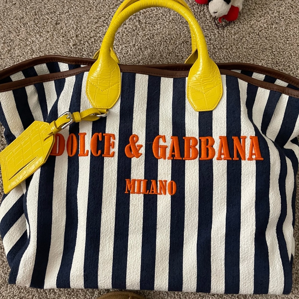 Dolce & Gabbana Striped Milano Tote Strap Included
